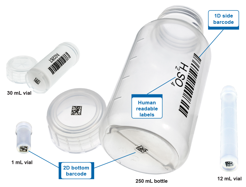 1D and 2D Barcodes Permanently Marked Into Inert PFA